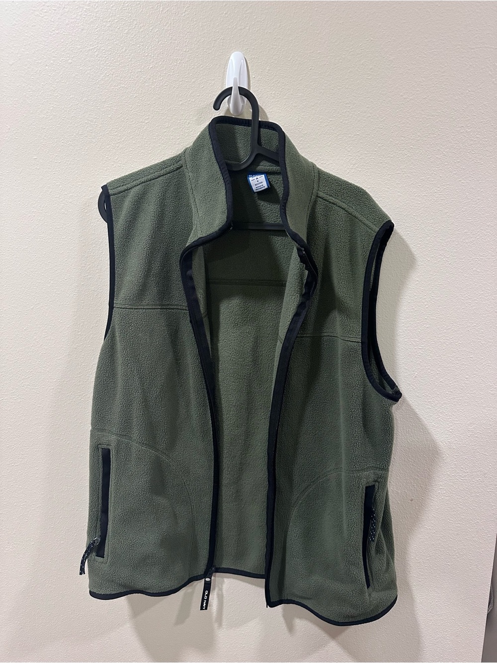 Old Navy Olive Green Fleece Vest with Black Trim